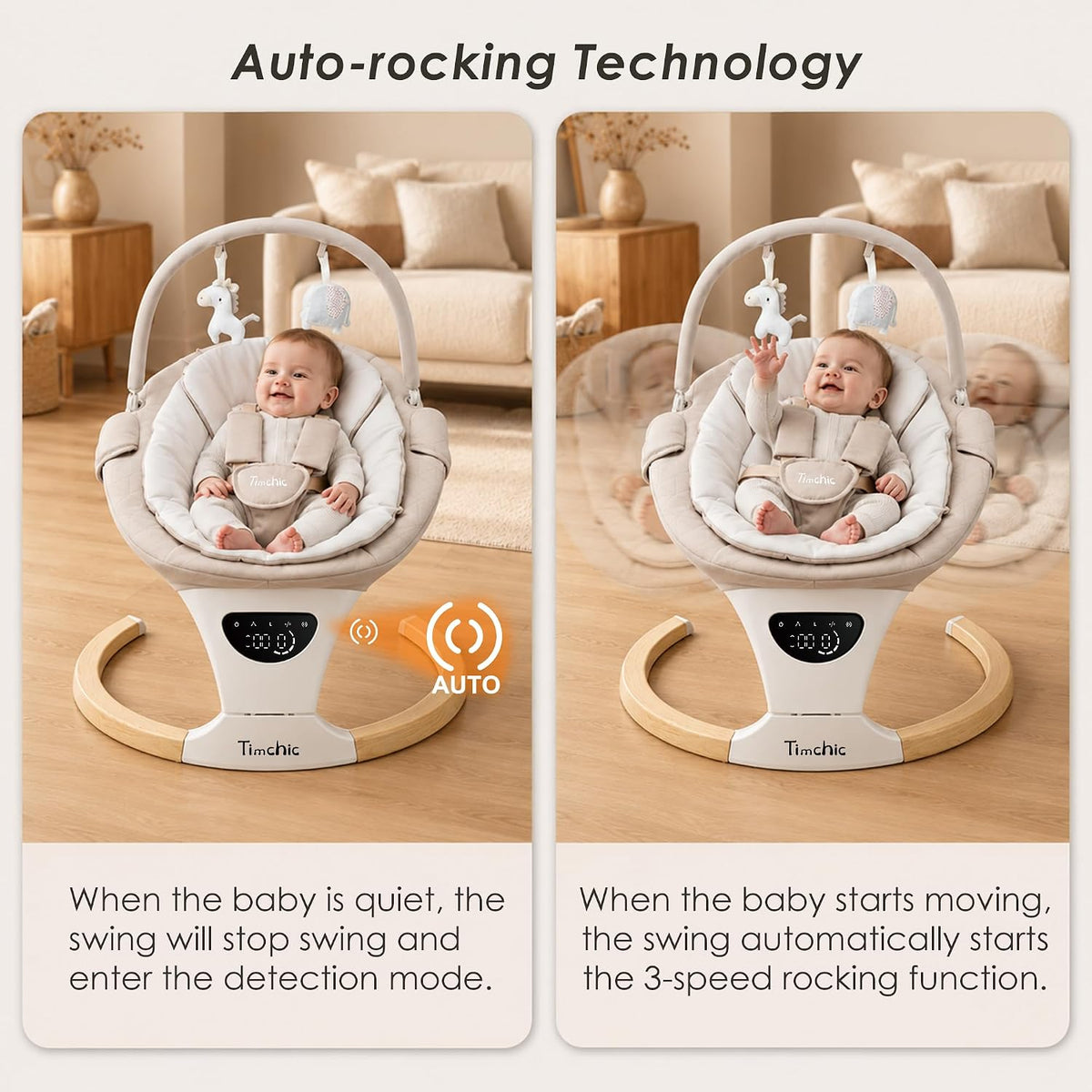 TimChic - Columpio para bebé con balanceo automático, 5 movimientos...