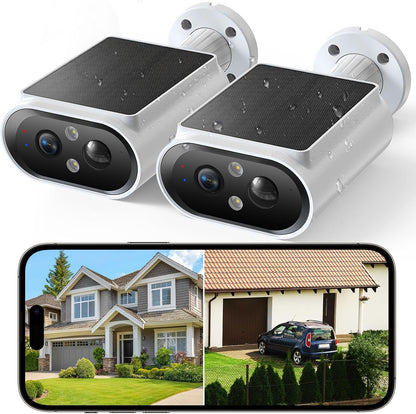 AlkiVision Cámaras de seguridad solares inalámbricas para exteriore...