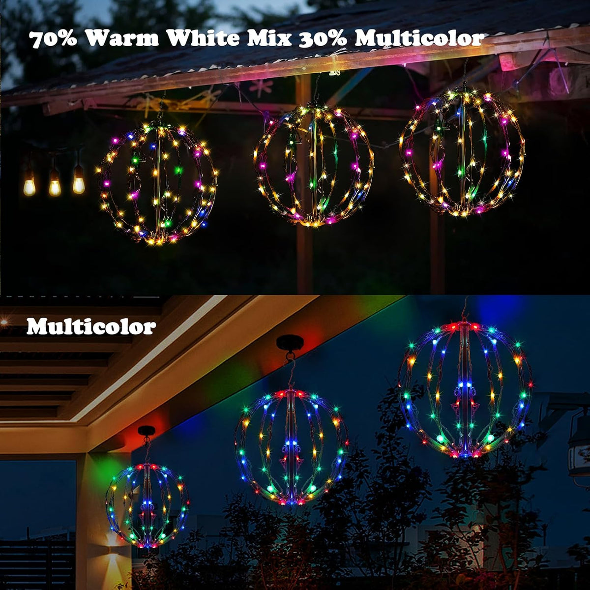Bolas de luz de Navidad de 12 pulgadas, paquete de 3 esferas de dec...