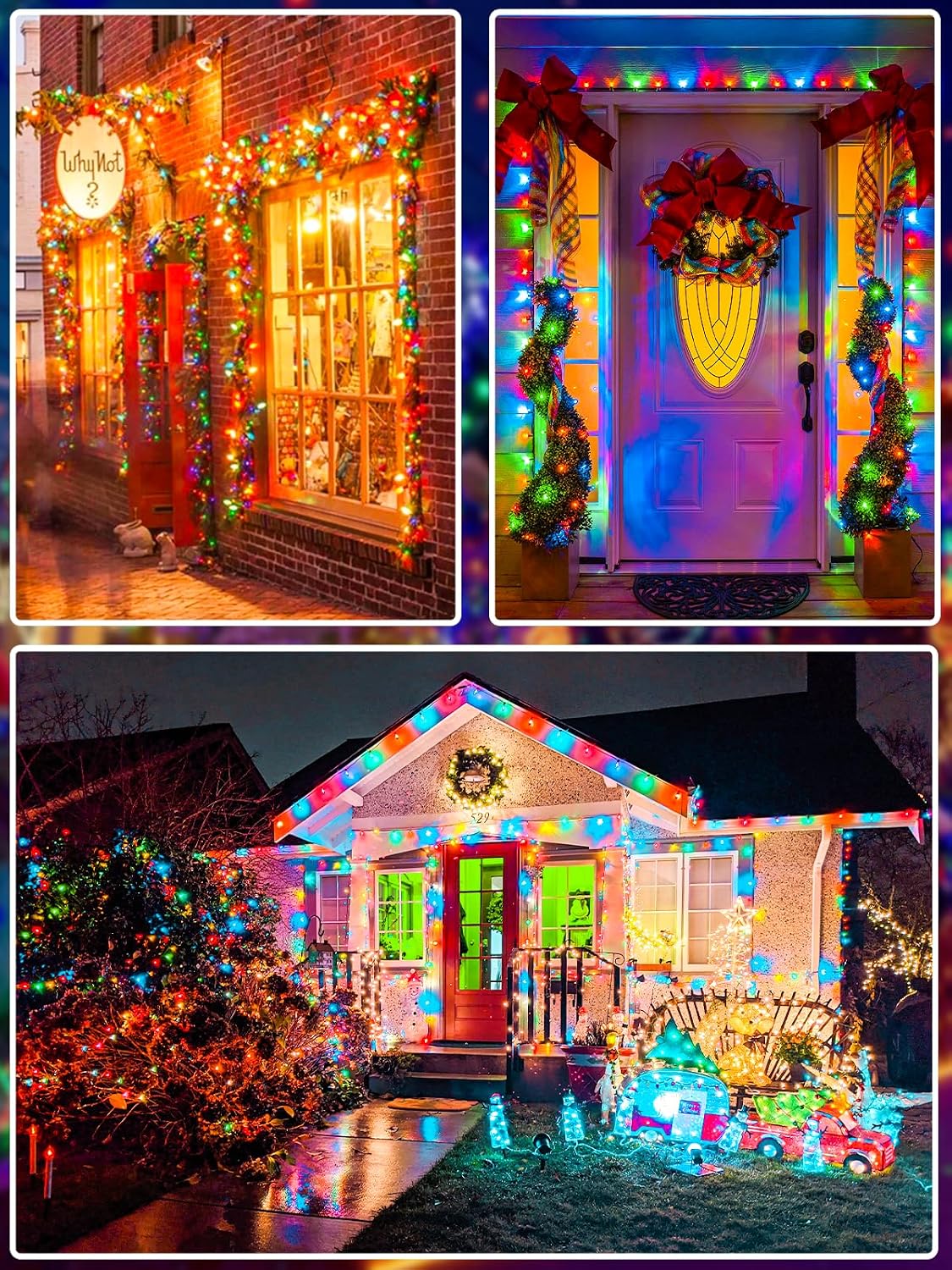 Tira de luces de Navidad multicolor extensibles de 75.8 pies con 20...