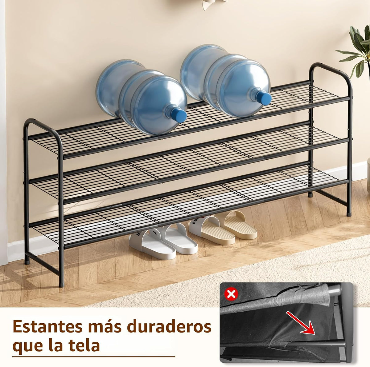 KEETDY Zapatero largo de 3 niveles para armario, organizador de zap...