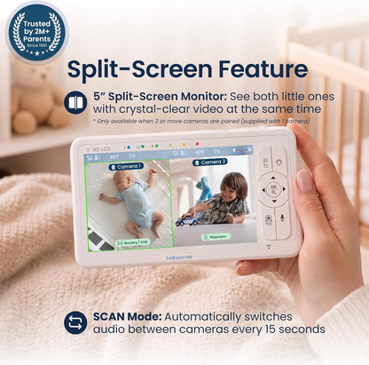 Babysense Monitor de bebé de video HD de 5 pulgadas con cámara y au...