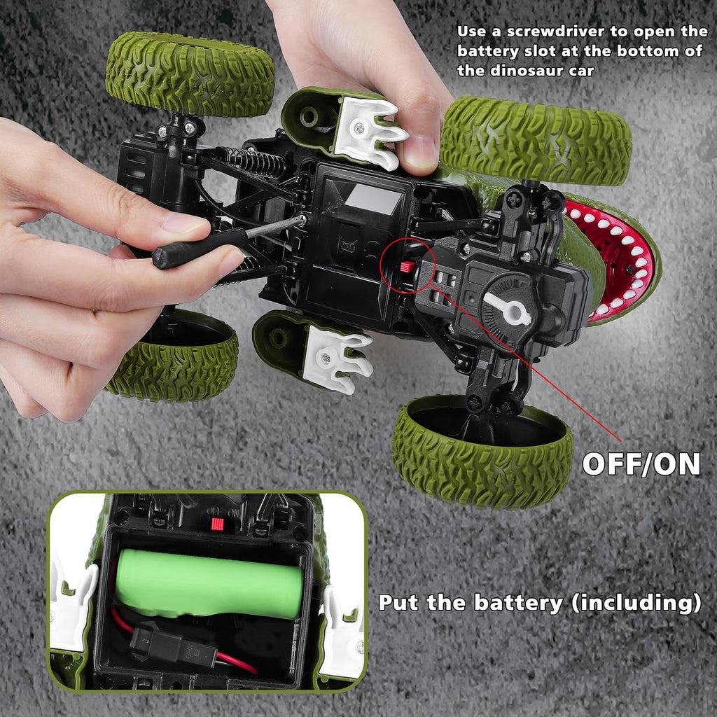 YEZI Coche de dinosaurio a control remoto para niños y niños, camió...
