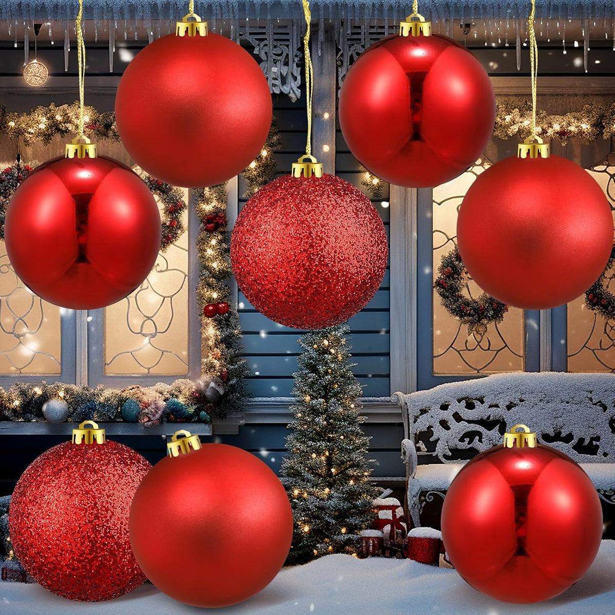 Deekin - Paquete de 8 bolas de adornos de Navidad extra grandes par...