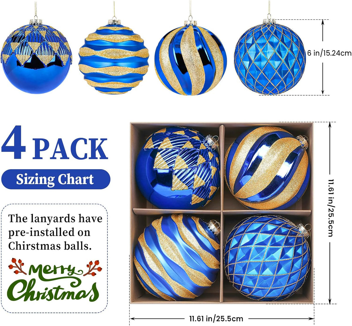 Alupssuc Adornos de bolas de Navidad grandes de 6 pulgadas\/5.906 i...