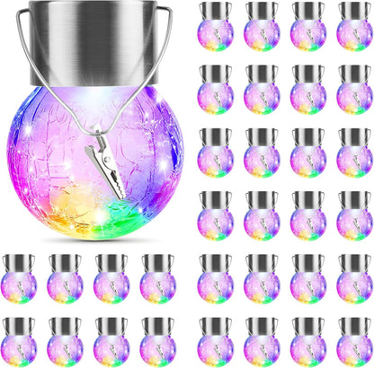 Paquete de 32 luces solares colgantes decorativas para exteriores,...
