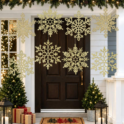 12 adornos grandes de copos de nieve de Navidad, adornos de copos d...