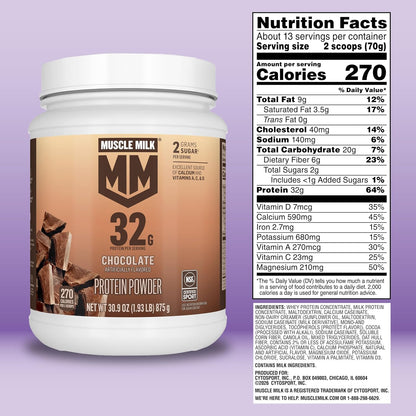 Muscle Milk Proteína en polvo auténtica, chocolate, 1.93 libras, 13...
