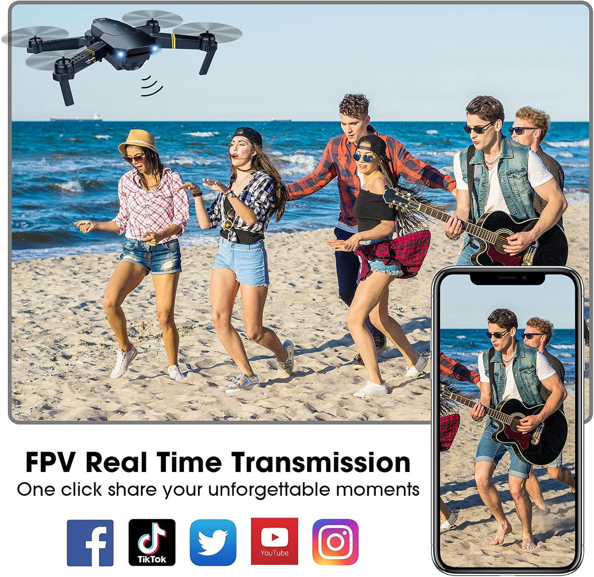 MOCVOO Drones con cámara para adultos, cuadricóptero RC plegable, j...
