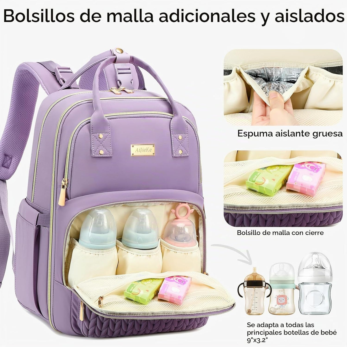 AIJIEKE Mochila para pañales, Mochila para pañales multifuncional g...