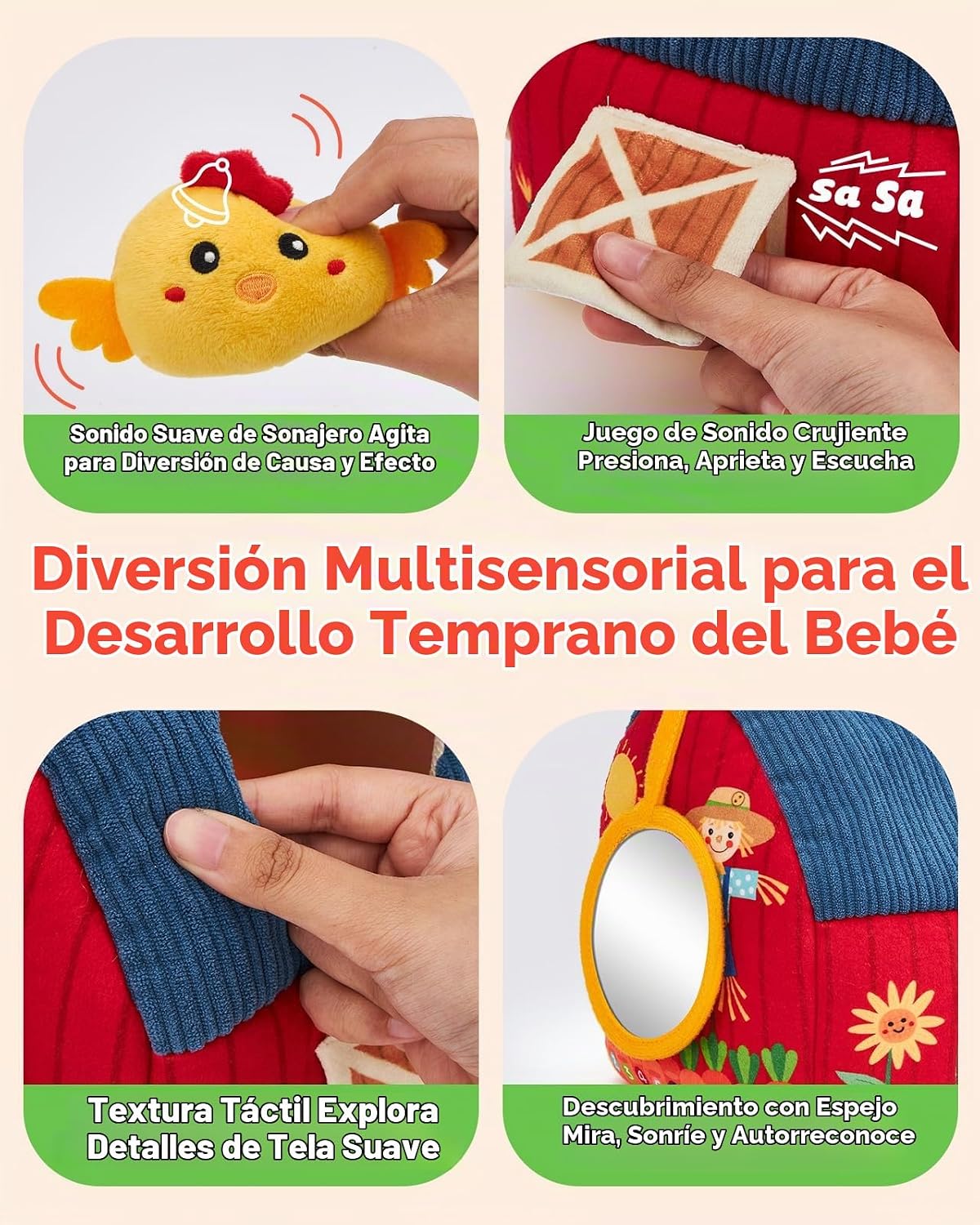 hahaland Juguetes para bebés de 6 a 12 meses - Peluche de animales...
