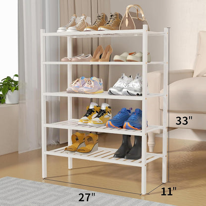 ROMGUAR CRAFT Zapatero de bambú de 5 niveles para armario independi...