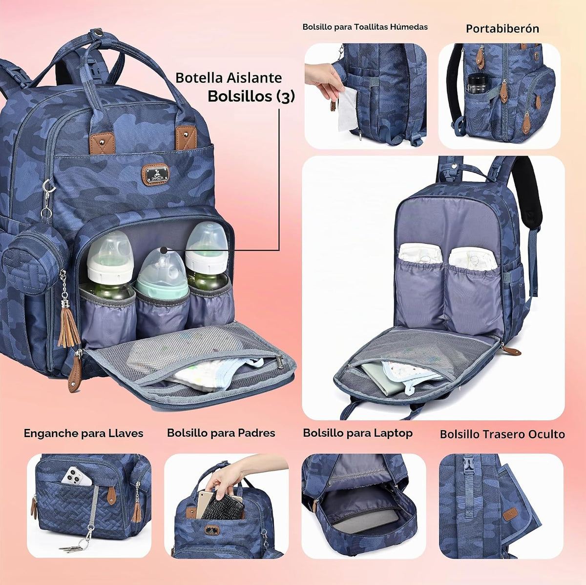Mochila para pañales Dikaslon con cambiador portátil, artículos ese...