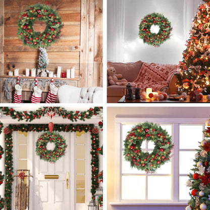 Coronas de Navidad de 24 pulgadas, coronas de Navidad para puerta d...