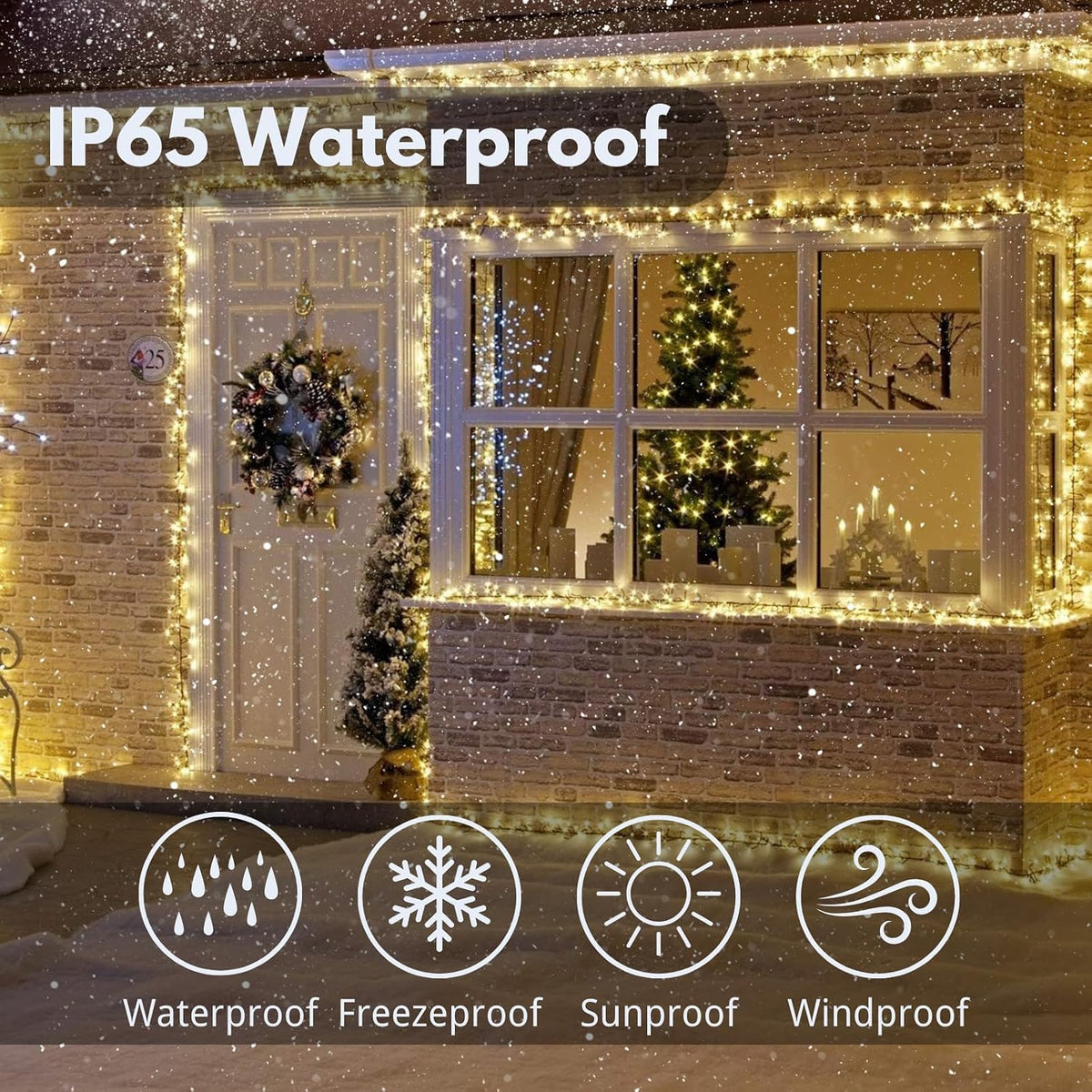 KAQ Paquete de 400 luces solares LED para exteriores, impermeables...