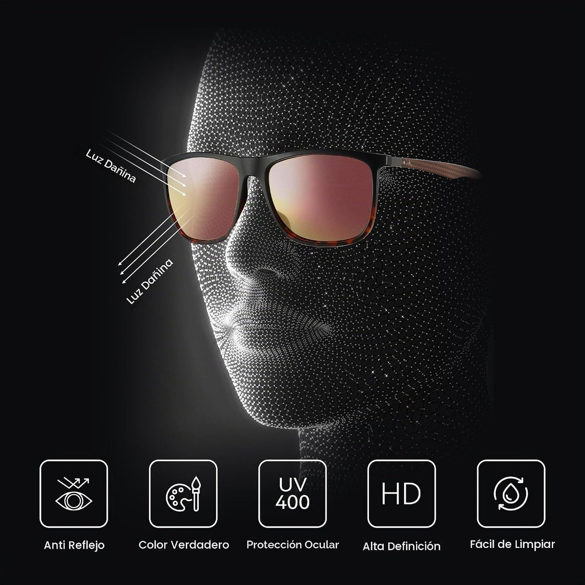 ZENOTTIC Gafas de sol polarizadas cuadradas para hombre, ultraliger...