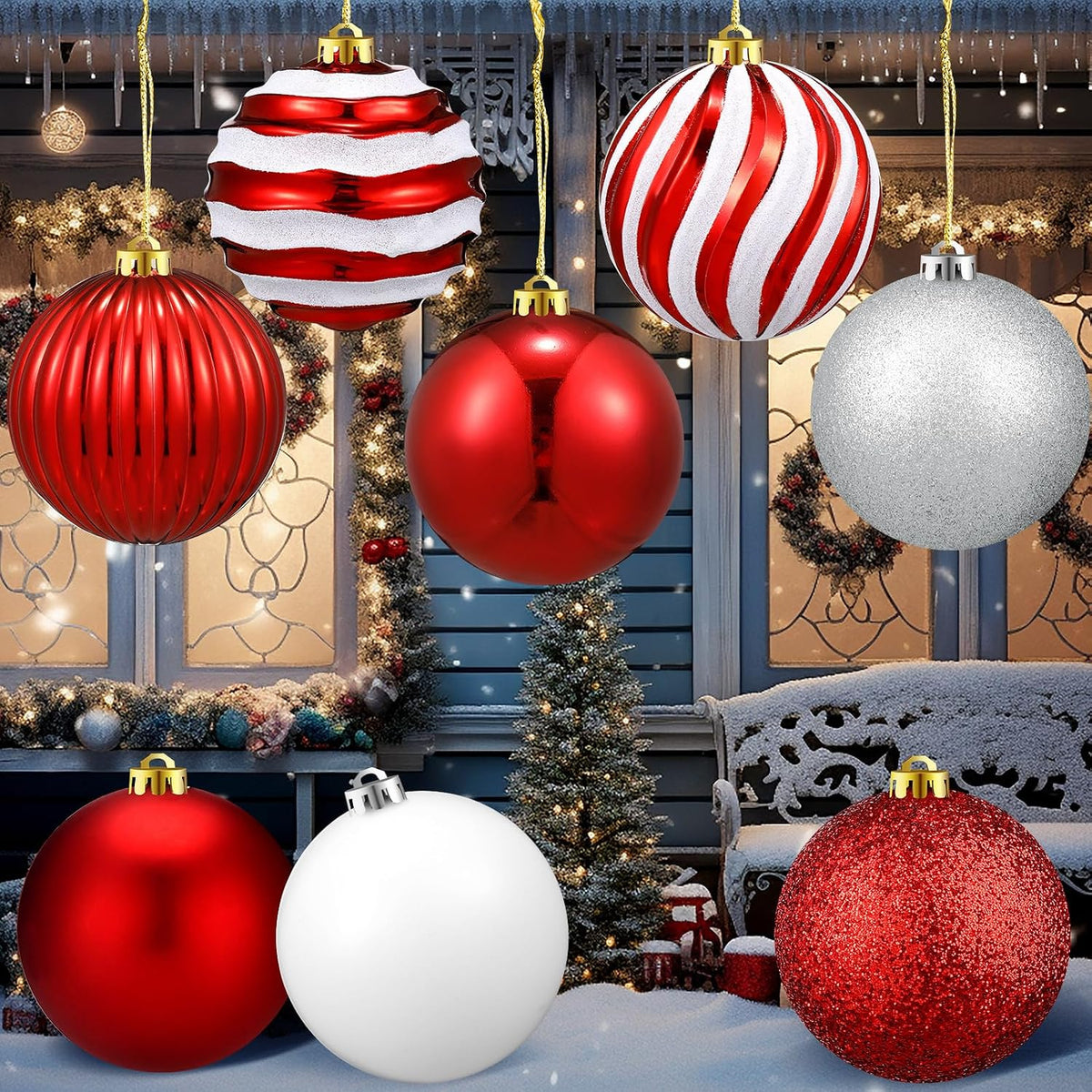Deekin - Paquete de 8 bolas de adornos de Navidad extragrandes en r...