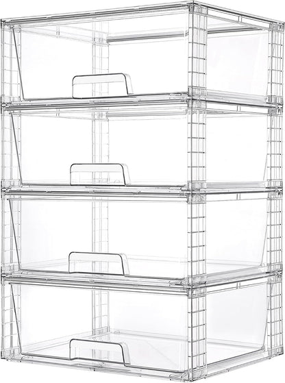 Vtopmart Paquete de 6 cajones de almacenamiento apilables transpare...