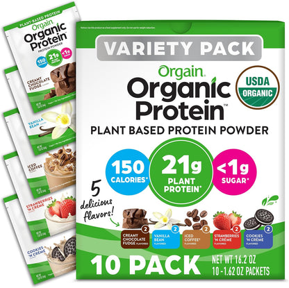 Paquete variado de proteína vegana orgánica en polvo, cinco sabores...