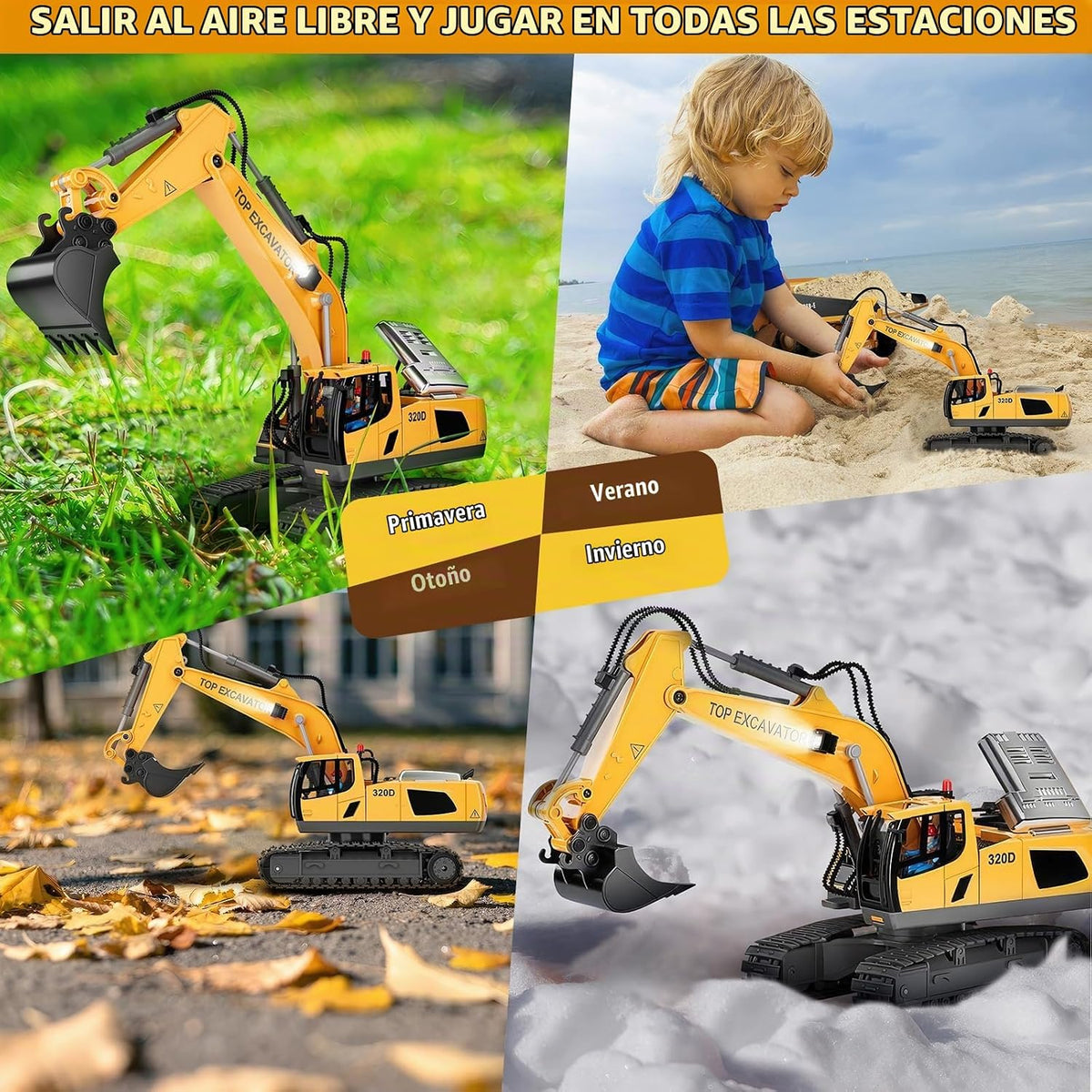 KIDMARKT - Excavadora de juguete a control remoto para niños, camió...