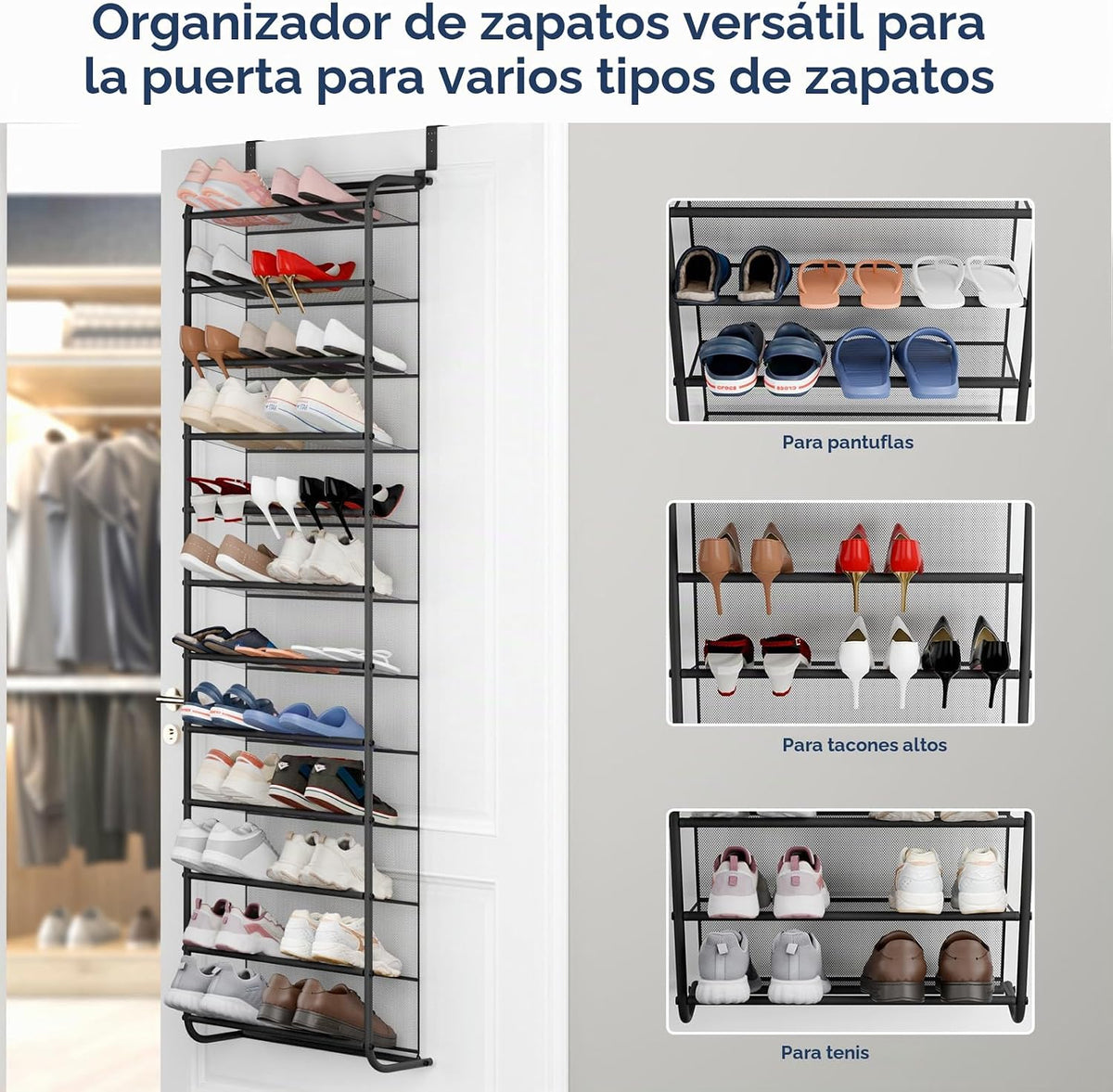 Whitmor 36 pares de organizadores de zapatos para colgar sobre la p...