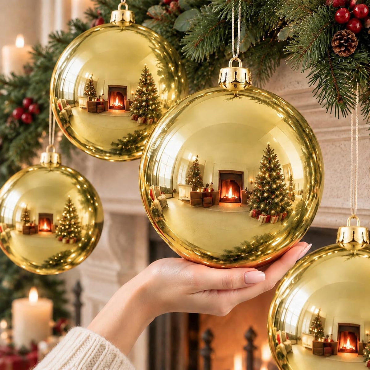 Zubebe 4 piezas de adornos de bola de Navidad extra grandes de 6...