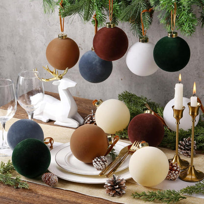 PullCrease 12 Piezas Bolas de Terciopelo de Navidad de 4 Pulgadas G...