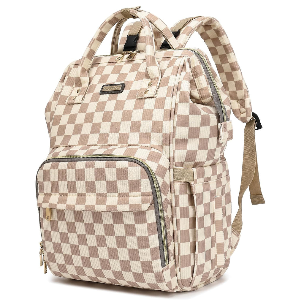 GAIVP mochila de pañales para bebe, café a cuadros, Mochila para pa...