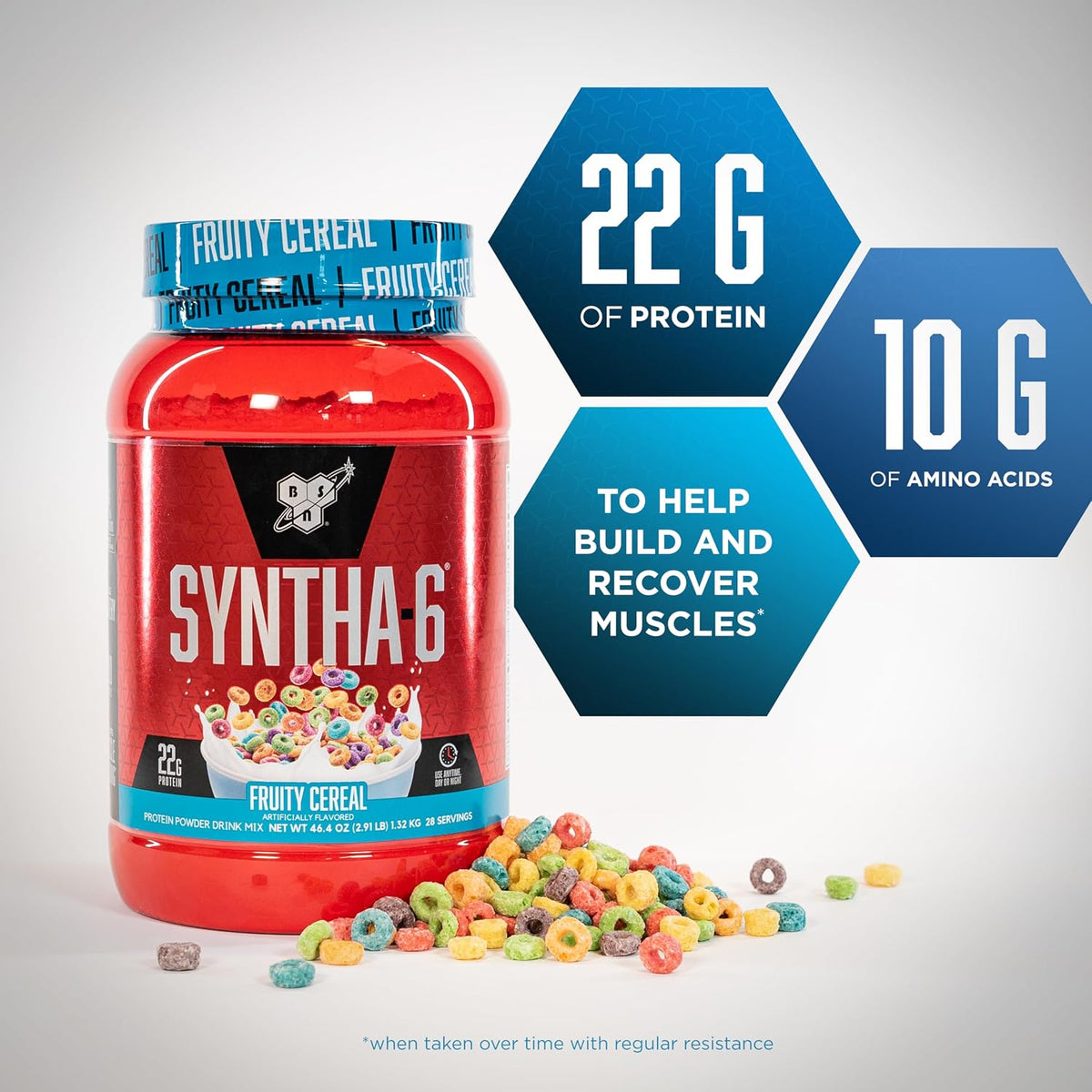 BSN SYNTHA-6 Proteína en polvo premium, cereales afrutados, 28 porc...
