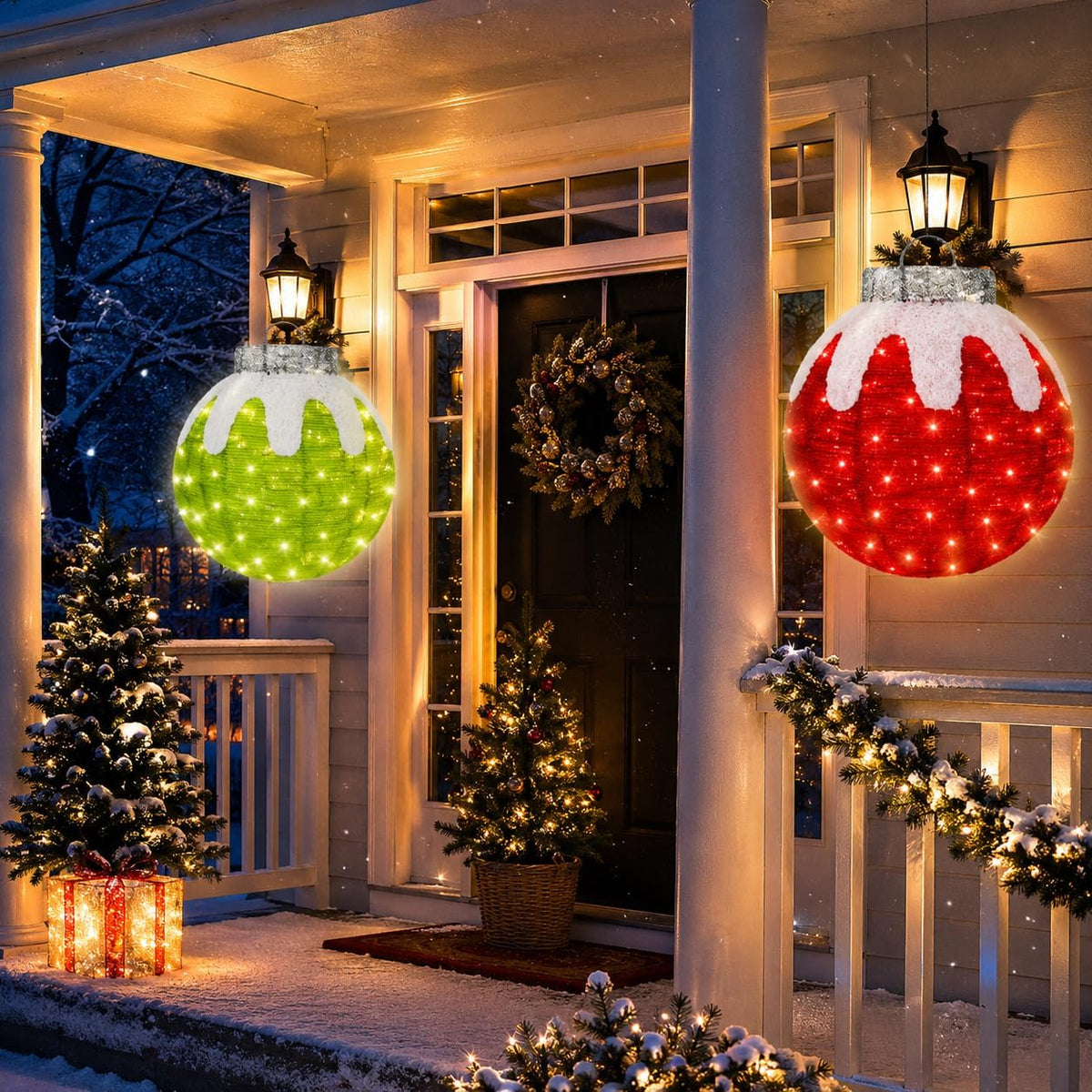 Tngan 2 adornos de Navidad para exteriores, decoración de bolas nav...