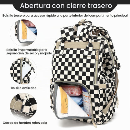 GAIVP mochila de pañales para bebe, negro, rojo (Checkered Black),...