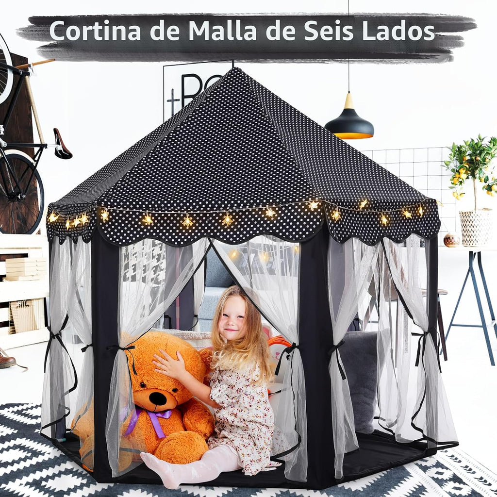 Monobeach Tienda de campaña de princesa para niñas, casa de juegos...
