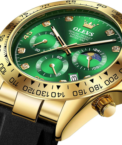 OLEVS Relojes de pulsera analógicos de cuarzo para hombre, cronógra...