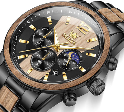 OLEVS Relojes de pulsera analógicos de cuarzo para hombre, cronógra...