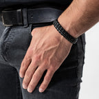 SERASAR | Pulsera de cuero genuino de primera calidad [acero] para...