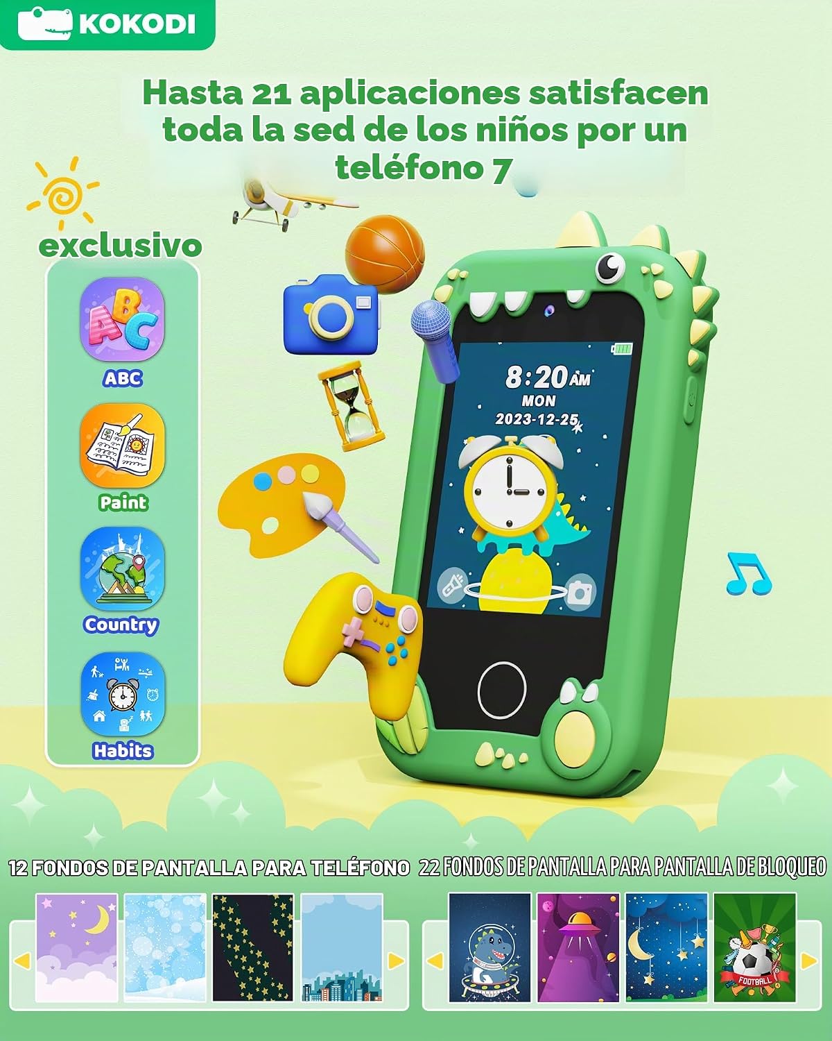 KOKODI Juguetes inteligentes para niños, pantalla táctil, doble cám...