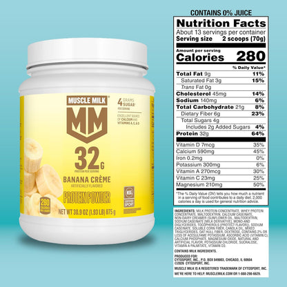 Muscle Milk Polvo de Proteína Genuine, Crema de Banano, 1.93 Libras...