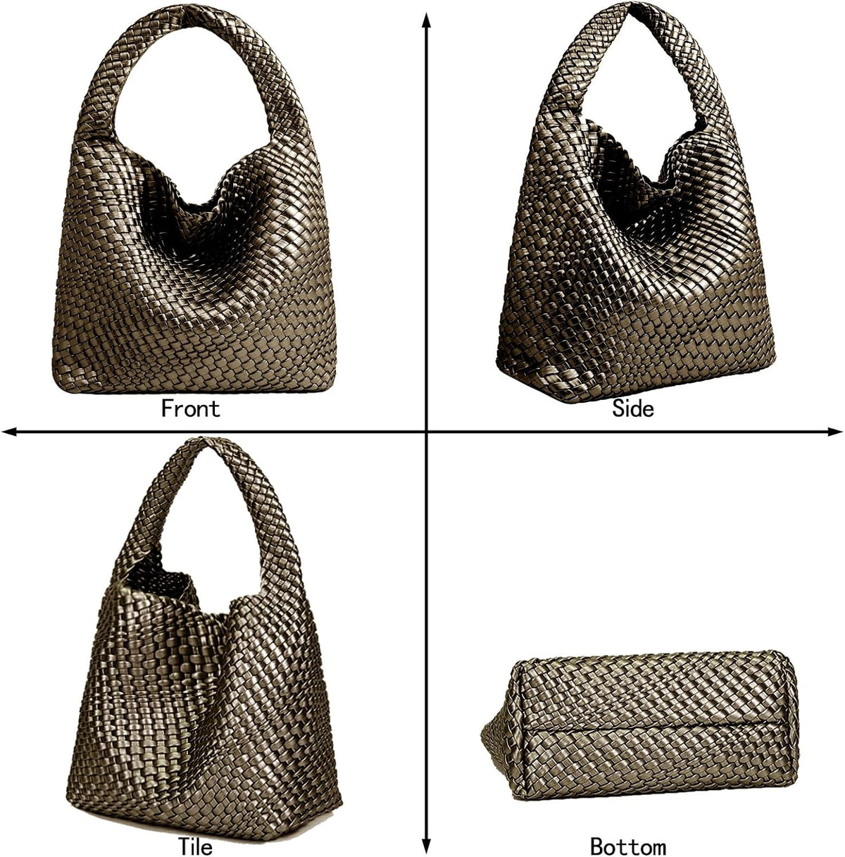 Bolso de mano de mujer con asa superior de cuero vegano tejido a ma...