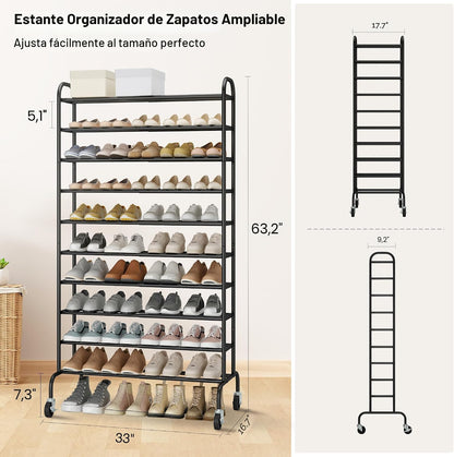 STO STO - Zapatero alto expandible de 10 niveles para garaje, 44 pa...