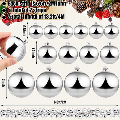 Yuxung - 2 guirnaldas de bolas de Navidad de 6 pies, color plateado...