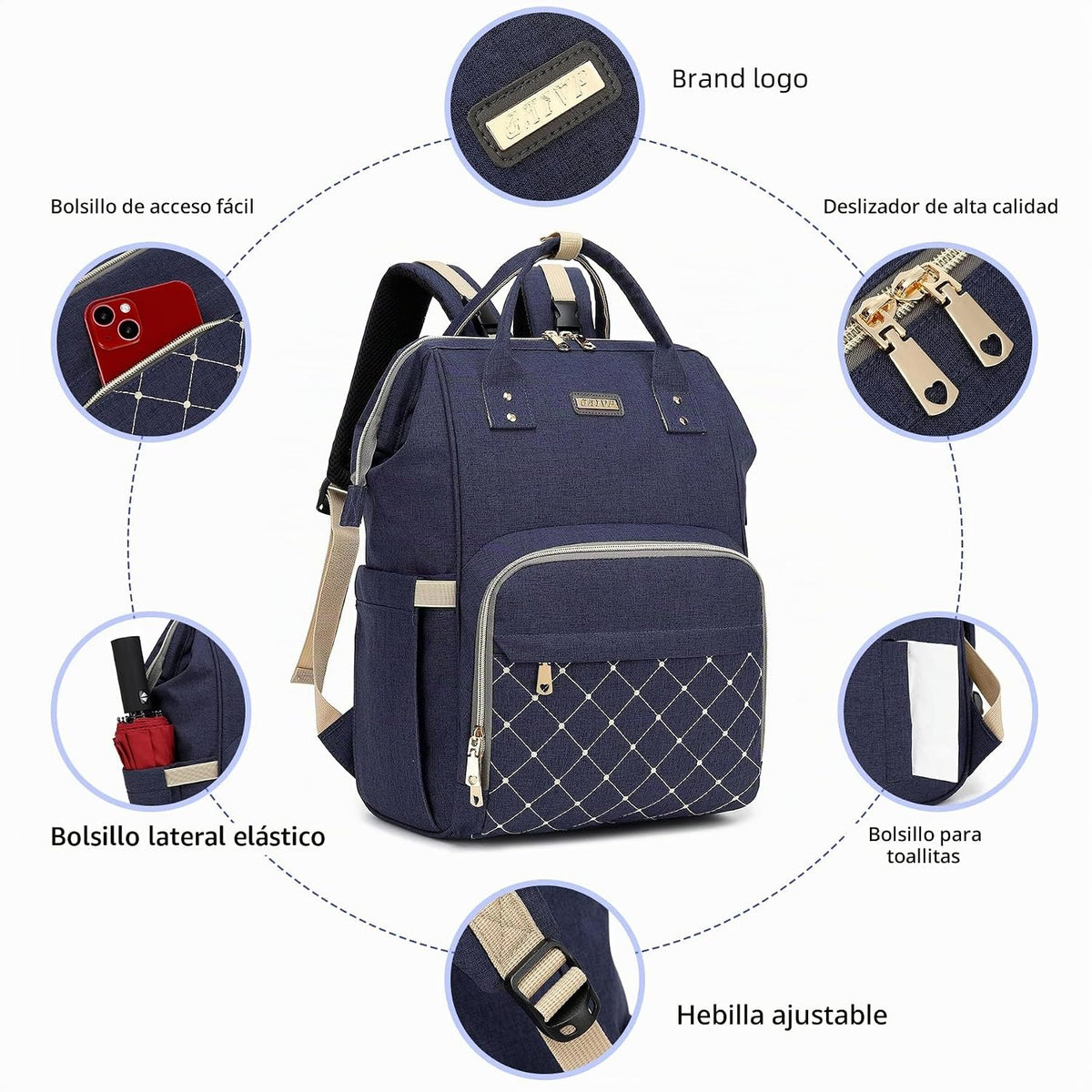 Mochila para pañales, bolsas de pañales para bebés, niñas y niños,...