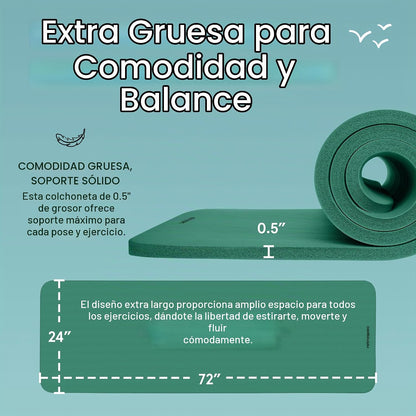 Retrospec Solana - Tapete de yoga grueso de 1\/2 pulgada antidesliz...