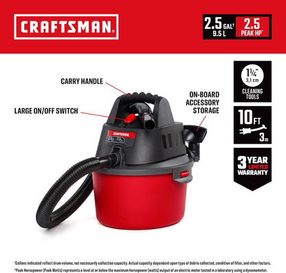 CRAFTSMAN CMXEVBE17250 - Aspiradora en seco y húmedo de 2.5 galones...