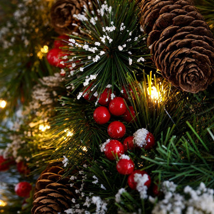 Aptliton Corona de Navidad iluminada de 18 pulgadas, 30 luces LED p...