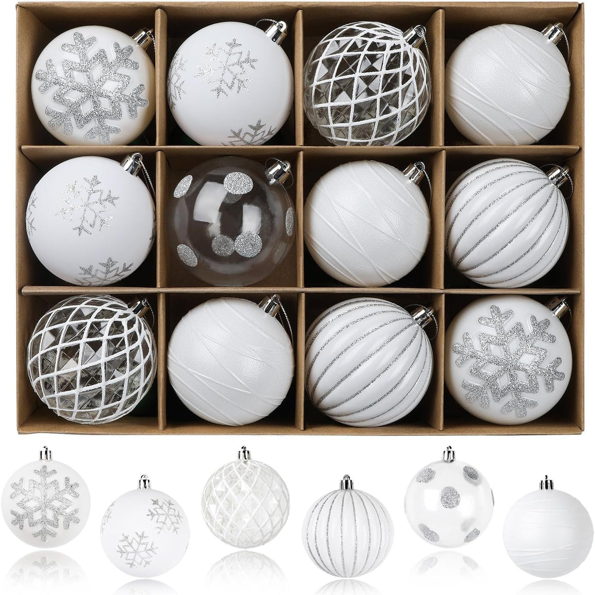 Shareconn Adornos de Bolas de Navidad de 80 mm, 12 Piezas de plásti...