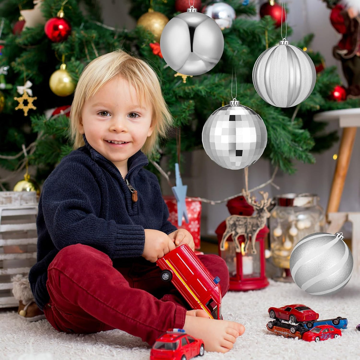 Tigeen - 4 bolas decorativas de Navidad grandes de 6 pulgadas | Ado...