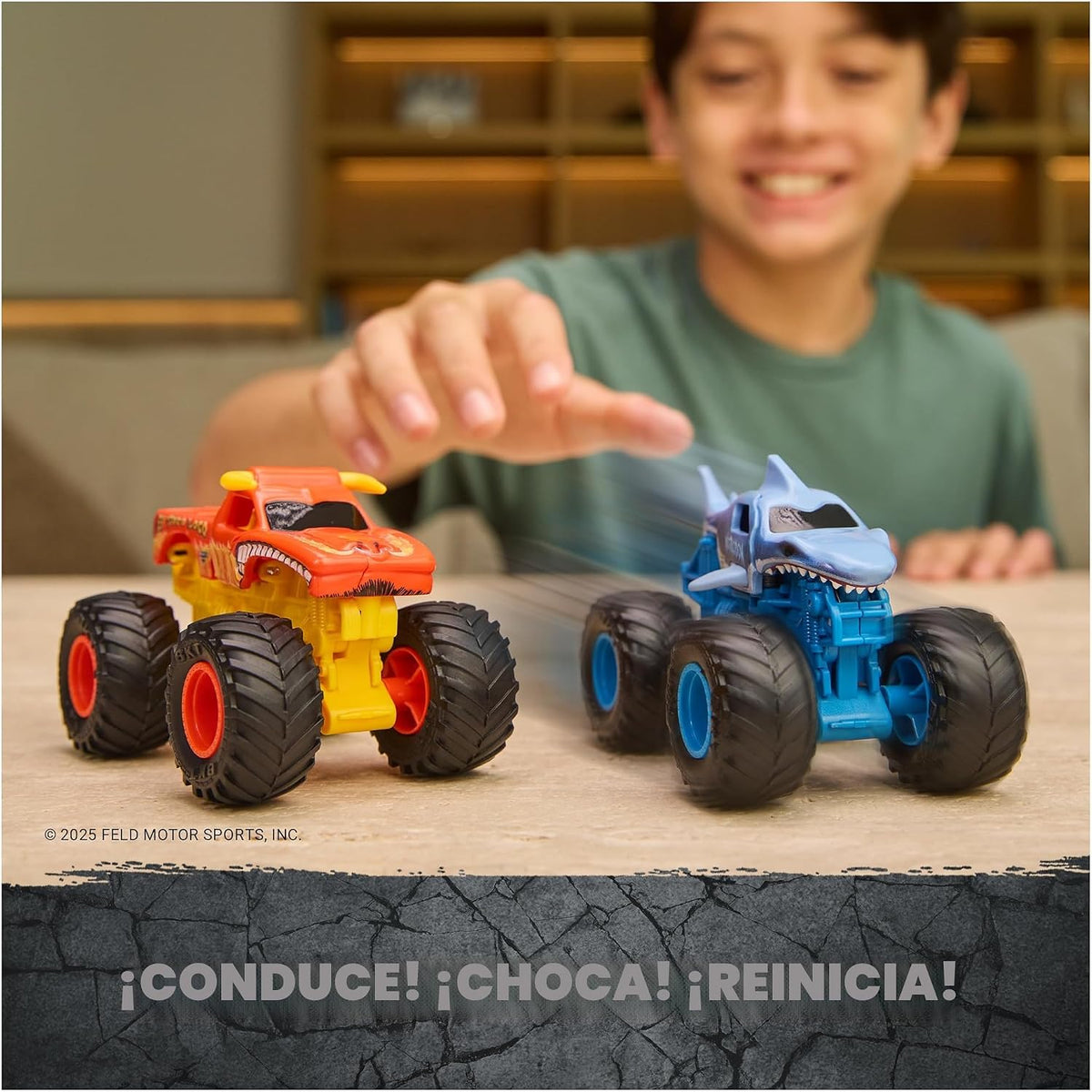 Monster Jam Smash &amp; Bash 2-Pack Monster Trucks, Megalodon &amp;...