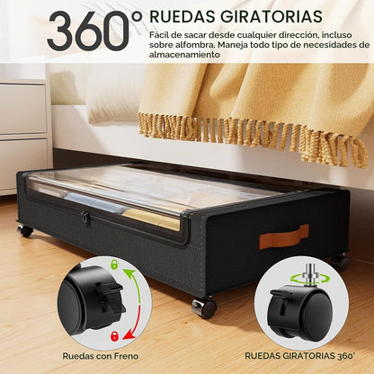 Yecaye Paquete de 4 Cajas de Almacenamiento Debajo de la Cama con R...