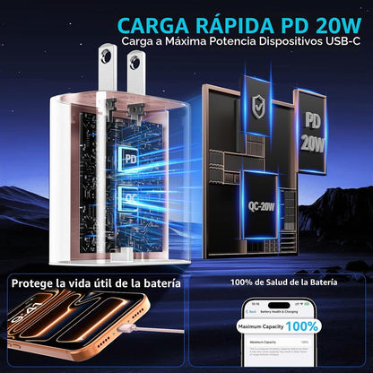 Teléfono 18 17 16 Pro Max Cargador de carga rápida, cargador Duo US...