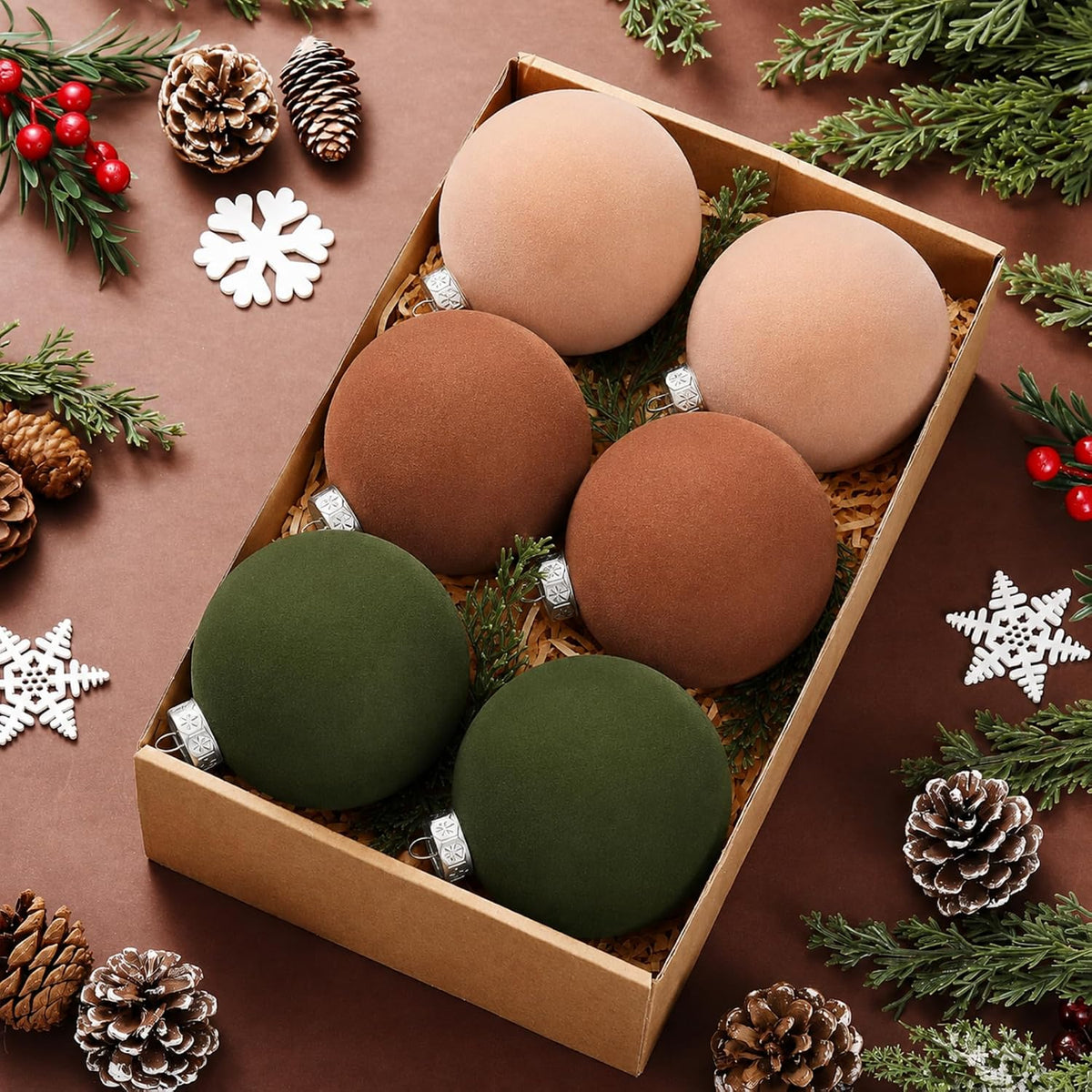 6 adornos grandes de terciopelo de Navidad de 4 pulgadas | Esferas...